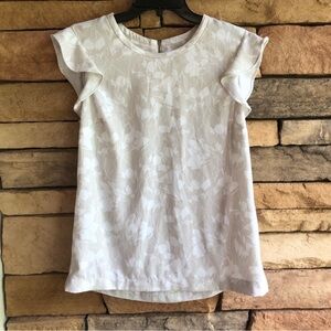 J. Crew Cream Flutter Sleeve Blouse